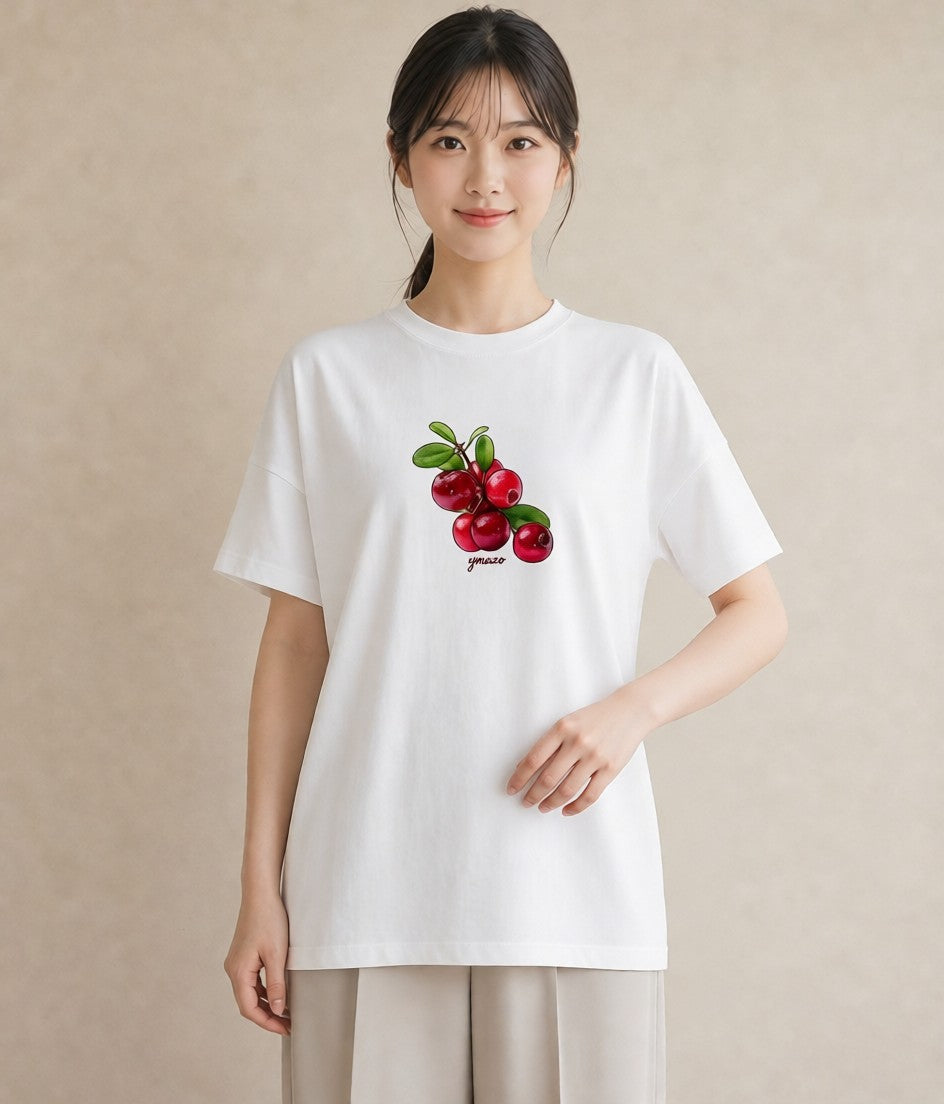 Tシャツ レディース さくらんぼ チェリー 食べ物 フード イラスト 抜け感 女性 旅行用 白T