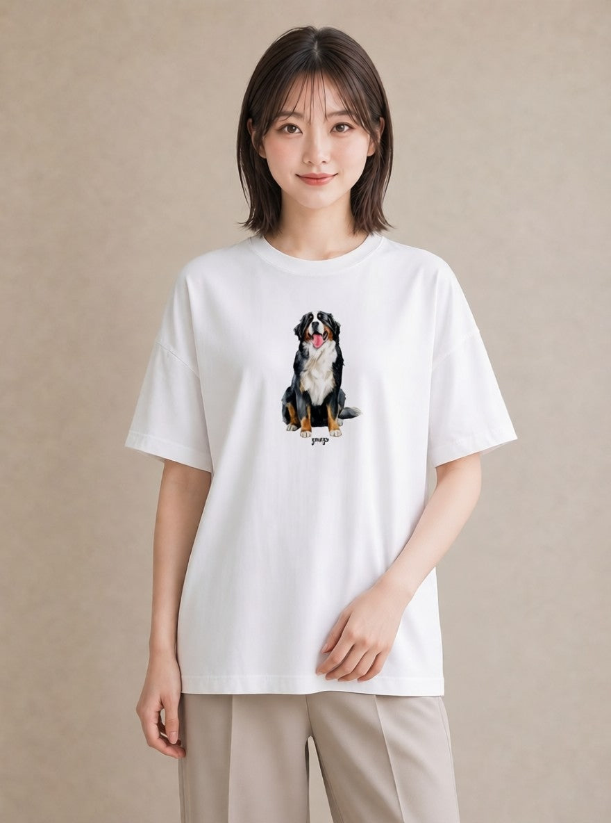 デザインTシャツ レディース バーニーズマウンテンドッグ 犬 いぬ イラスト 可愛い 姉妹 送別ギフト 白T