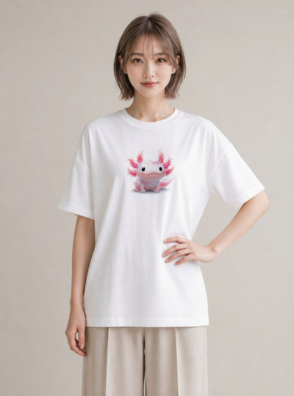 グラフィックTシャツ レディース ウーパールーパー ペット 動物 イラスト アート風 親子 20代 白T