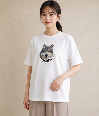 プリントTシャツ レディース シベリアンハスキー 犬 いぬ イラスト 北欧風 綿100 デート 白T