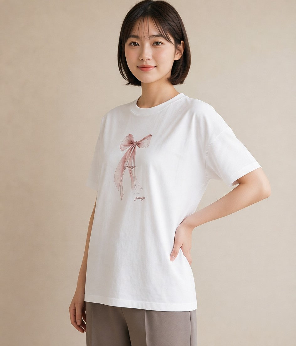 デザインTシャツ レディース バレエシューズ バレエ トウシューズ ナチュラル アンティーク イラスト シンプル 春服 ミセス 白T