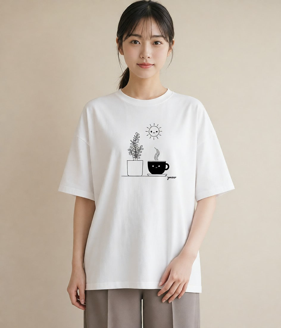 グラフィックTシャツ レディース 観葉植物 ボタニカル 植物 イラスト ナチュラル レイヤード 友達ギフト 白T
