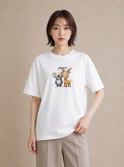 グラフィックTシャツ レディース コアラ 動物 アニマル イラスト カフェ巡り 女子会 白T