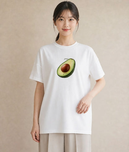 プリントTシャツ レディース アボカド 食べ物 フード イラスト ヴィンテージ風 クリスマス 旅行 白T
