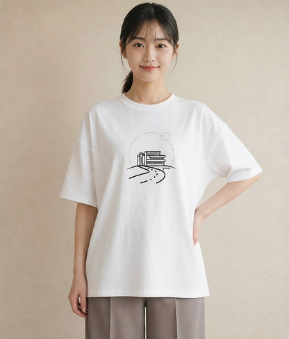 デザインTシャツ レディース 本 読書 ブック イラスト ガーリー レイヤード 友達ギフト 白T