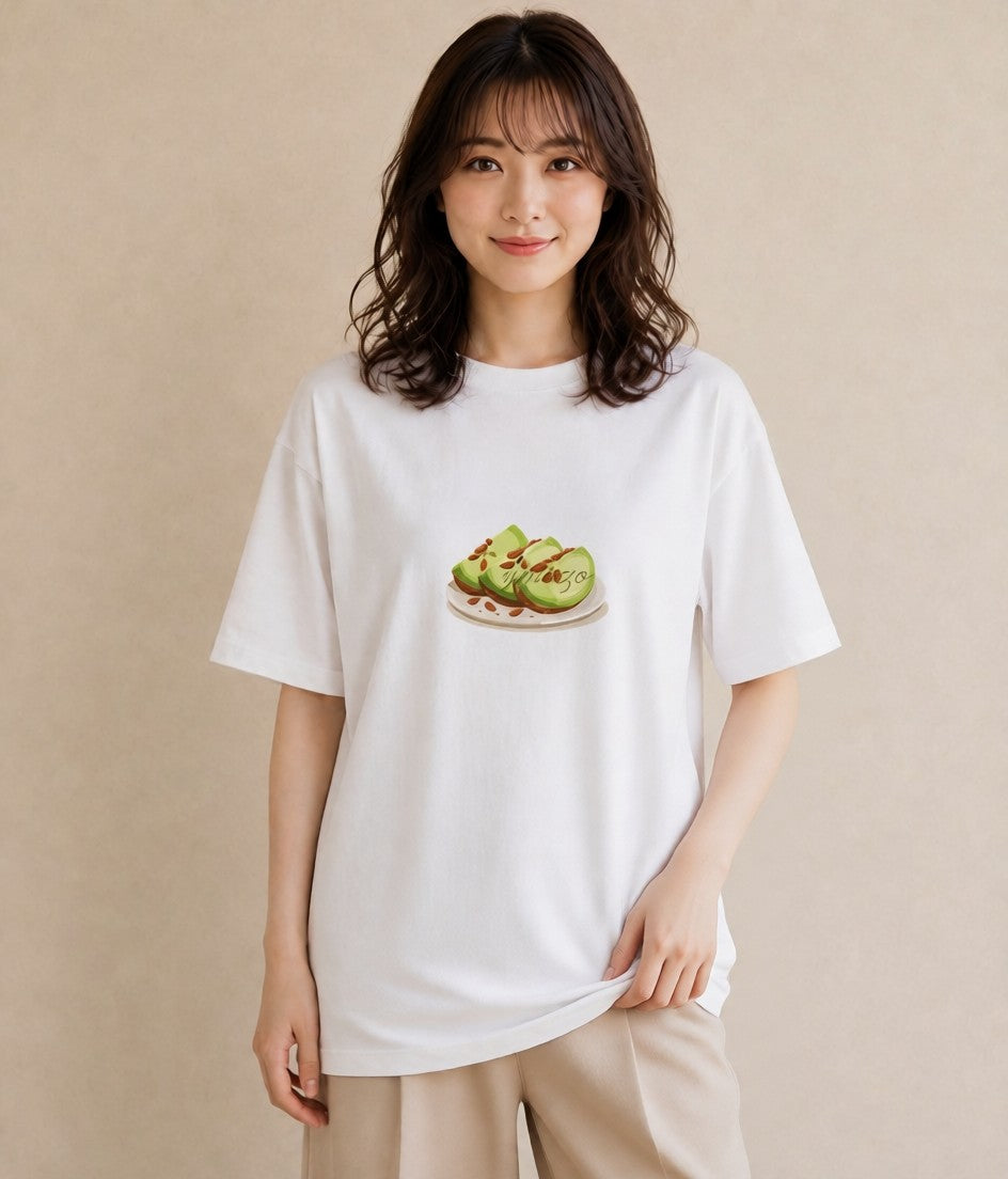 Tシャツ レディース アボカド 食べ物 フード イラスト カフェ巡り 女子会 白T