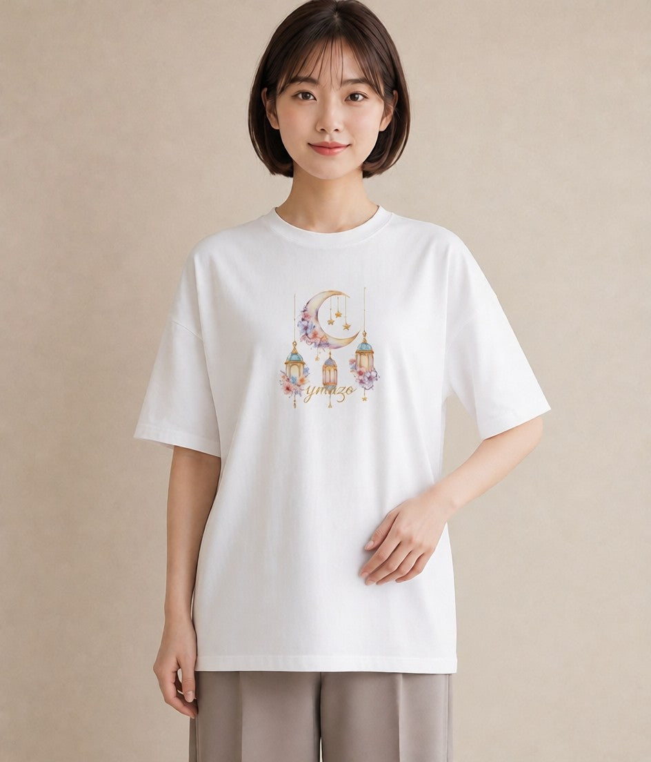 デザインTシャツ レディース 星空 宇宙 イラスト ゆるかわ レイヤード 友達ギフト 白T