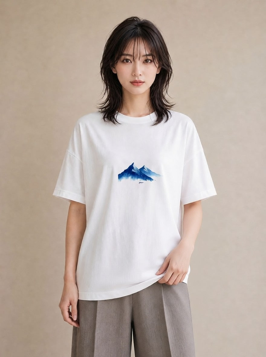 デザインTシャツ レディース 山 星空 宇宙 イラスト フェミニン 旅行 母娘コーデ 白T