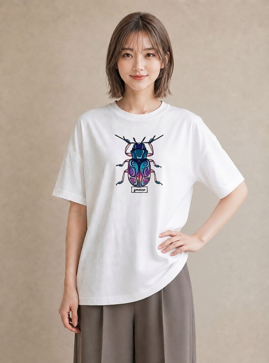 プリントTシャツ レディース クワガタ 昆虫 虫 イラスト ユニーク 夏コーデ 通学 白T