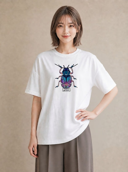 プリントTシャツ レディース クワガタ 昆虫 虫 イラスト ユニーク 夏コーデ 通学 白T