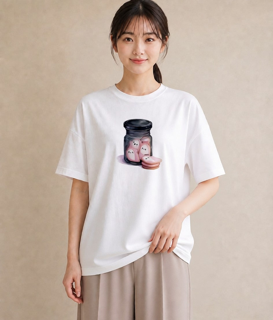 グラフィックTシャツ レディース ドーナツ 食べ物 フード イラスト 普段使い 週末コーデ 敬老の日 白T