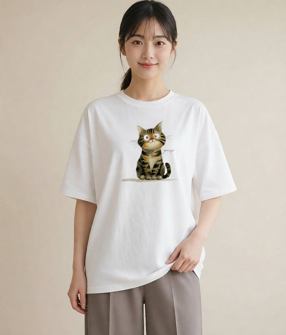 Tシャツ レディース 愛猫 猫 ねこ イラスト カフェコーデ 姉妹 送別ギフト 白T