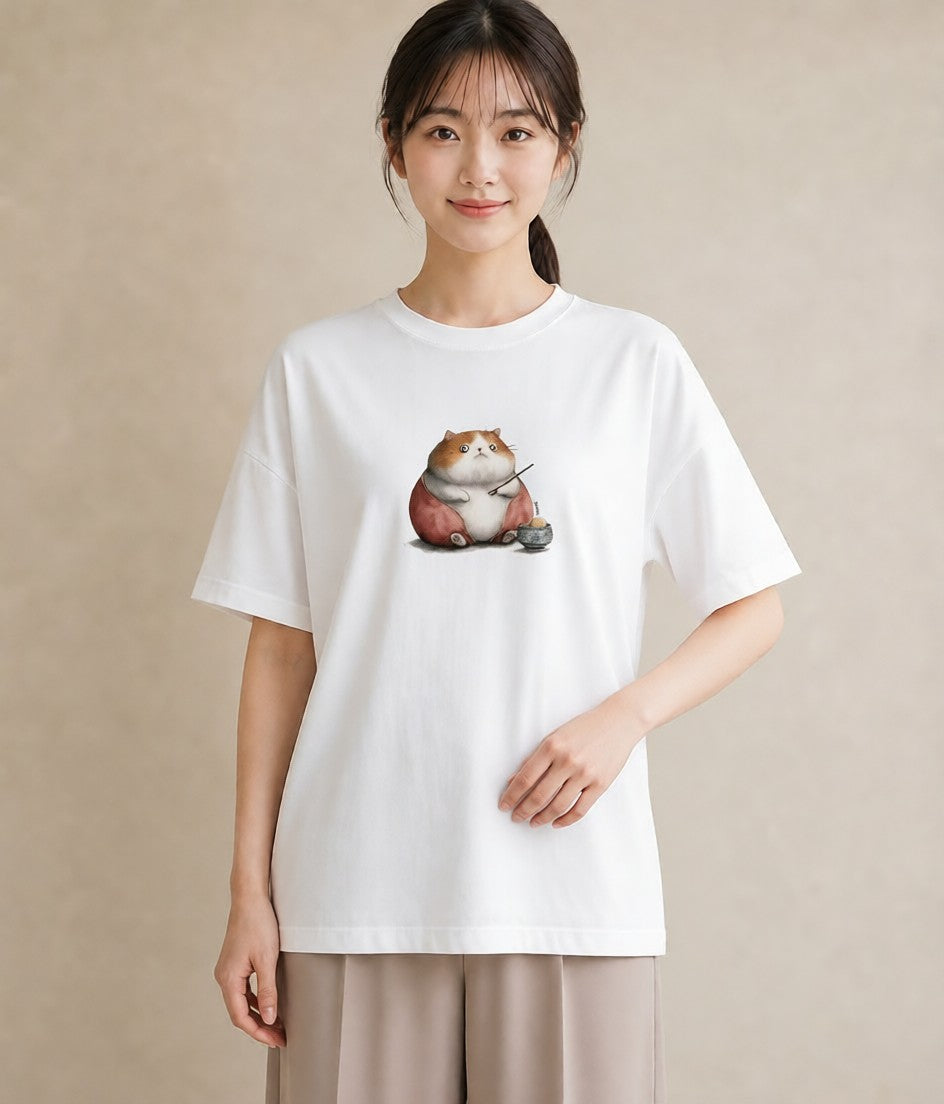 グラフィックTシャツ レディース スコティッシュフォールド 猫 ねこ イラスト 休日コーデ カフェ服 クリスマス 白T