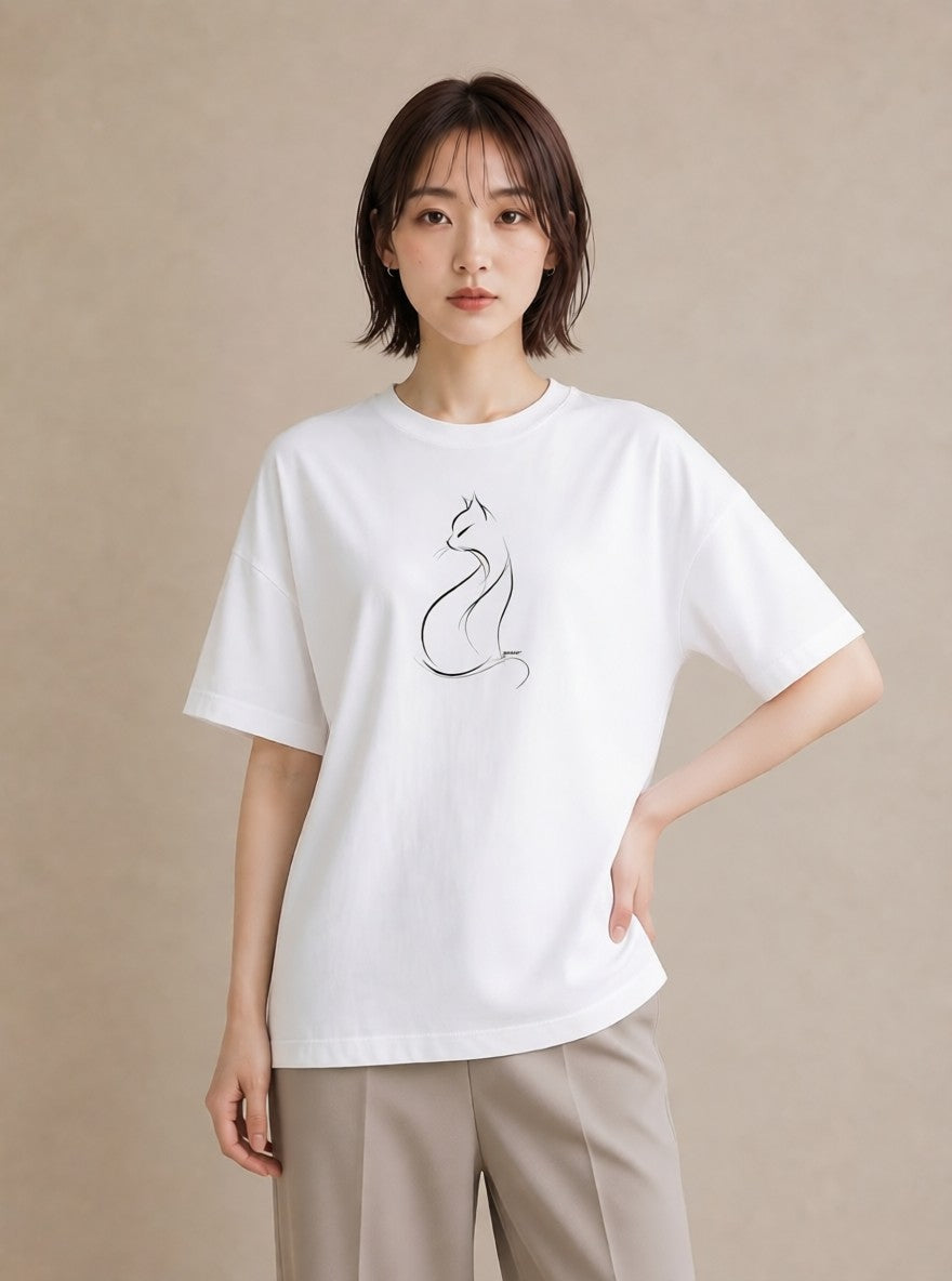 Tシャツ レディース 猫 ねこ ネコ イラスト レトロ 姉妹 送別ギフト 白T