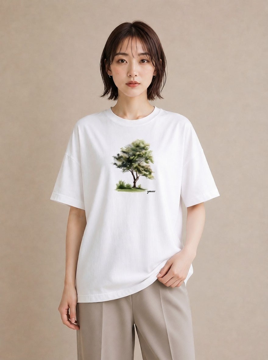 デザインTシャツ レディース 木 植物 ボタニカル イラスト 韓国風 ホワイトデー 春服 白T