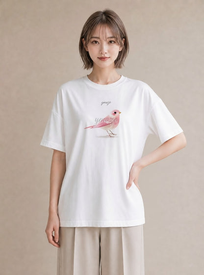デザインTシャツ レディース ことり ペット 動物 イラスト 手描き風 誕生日プレゼント 綿100 白T