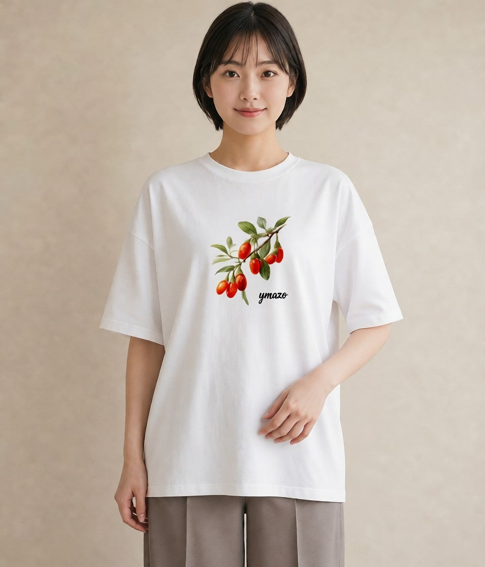 グラフィックTシャツ レディース 木の実 植物 ボタニカル イラスト 普段使い 海 カフェ巡り 白T