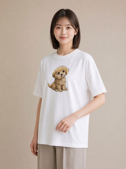 デザインTシャツ レディース 犬 いぬ イラスト カジュアル お出かけ 普段着 白T