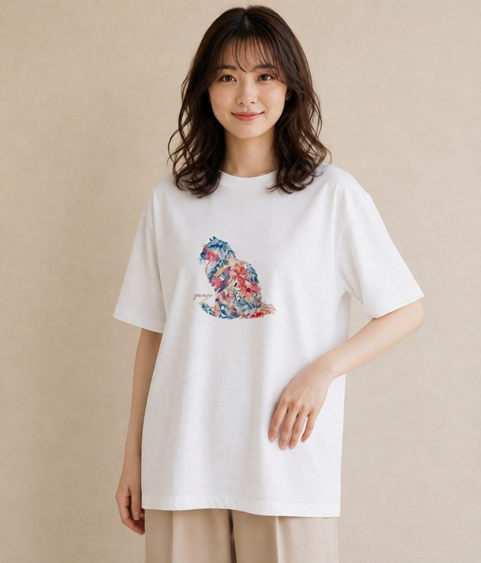 Tシャツ レディース ブリティッシュショートヘア 猫 ねこ イラスト シック ミセス 春コーデ 白T