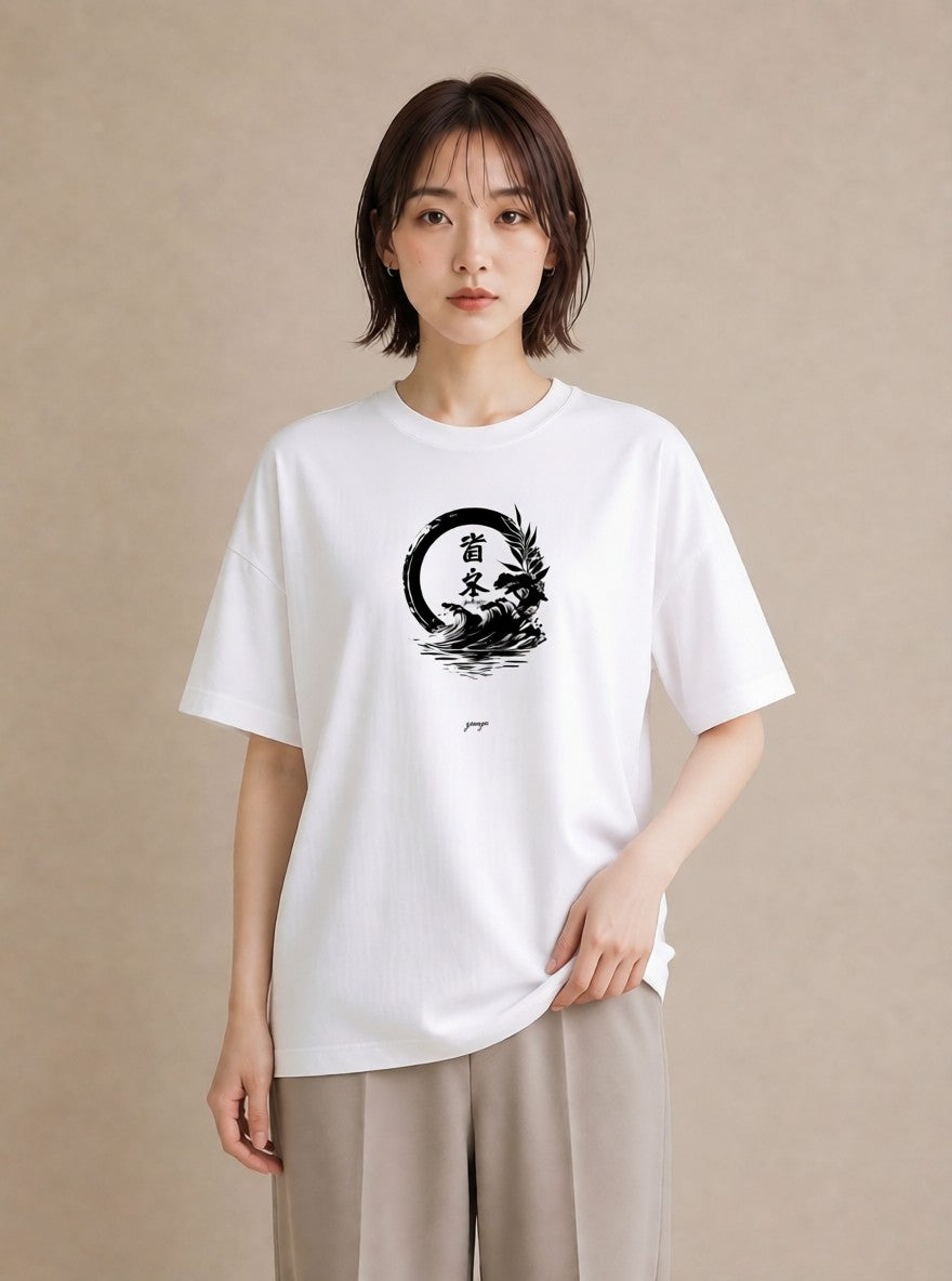 デザインTシャツ レディース 扇子 そよ風 ナチュラル アンティーク イラスト アート風 通学 誕生日プレゼント 白T