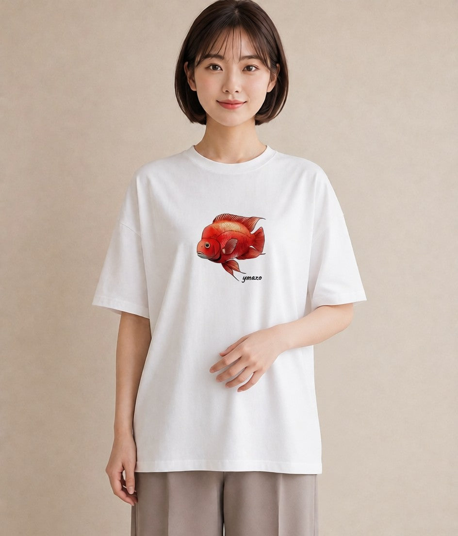 プリントTシャツ レディース らんちゅう ペット 動物 イラスト フェミニン 春コーデ 姉妹 白T