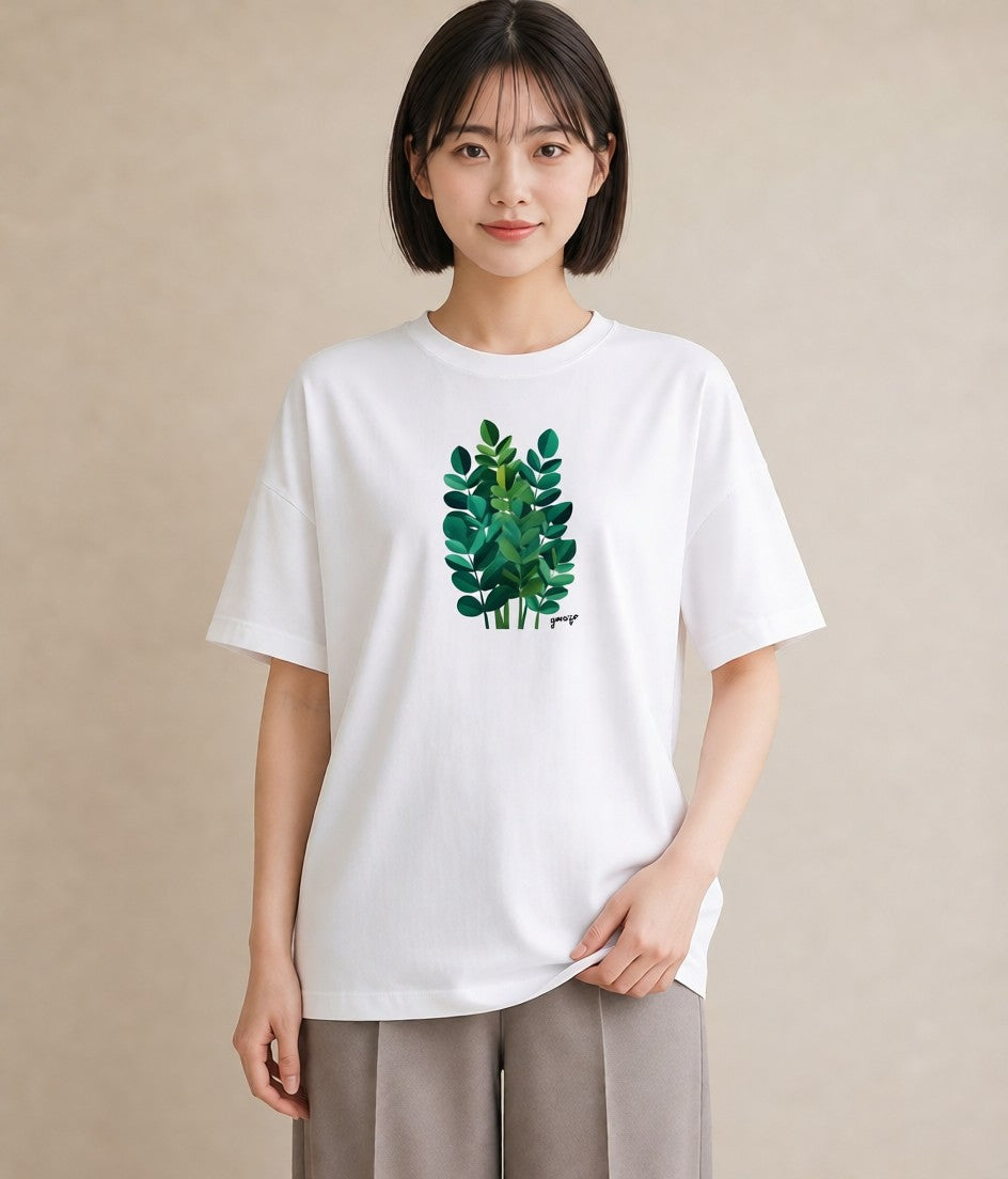 グラフィックTシャツ レディース つる 植物 ボタニカル イラスト 上品 ルームウェア ギフト 白T
