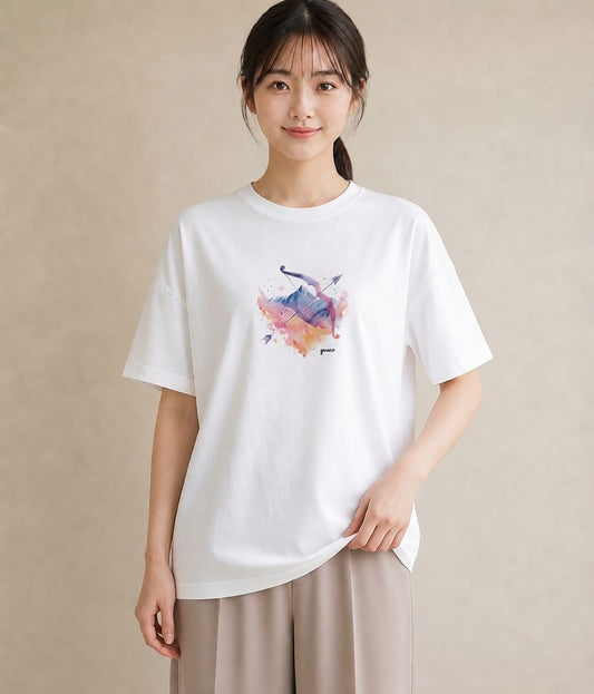 半袖Tシャツ レディース 水瓶座 星空 宇宙 イラスト 休日コーデ カフェ服 クリスマス 白T