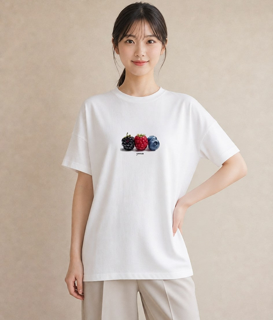 デザインTシャツ レディース 木の実 植物 ボタニカル イラスト 上品 送別ギフト 通勤 白T