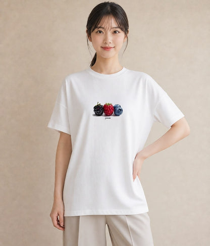 デザインTシャツ レディース 木の実 植物 ボタニカル イラスト 上品 送別ギフト 通勤 白T