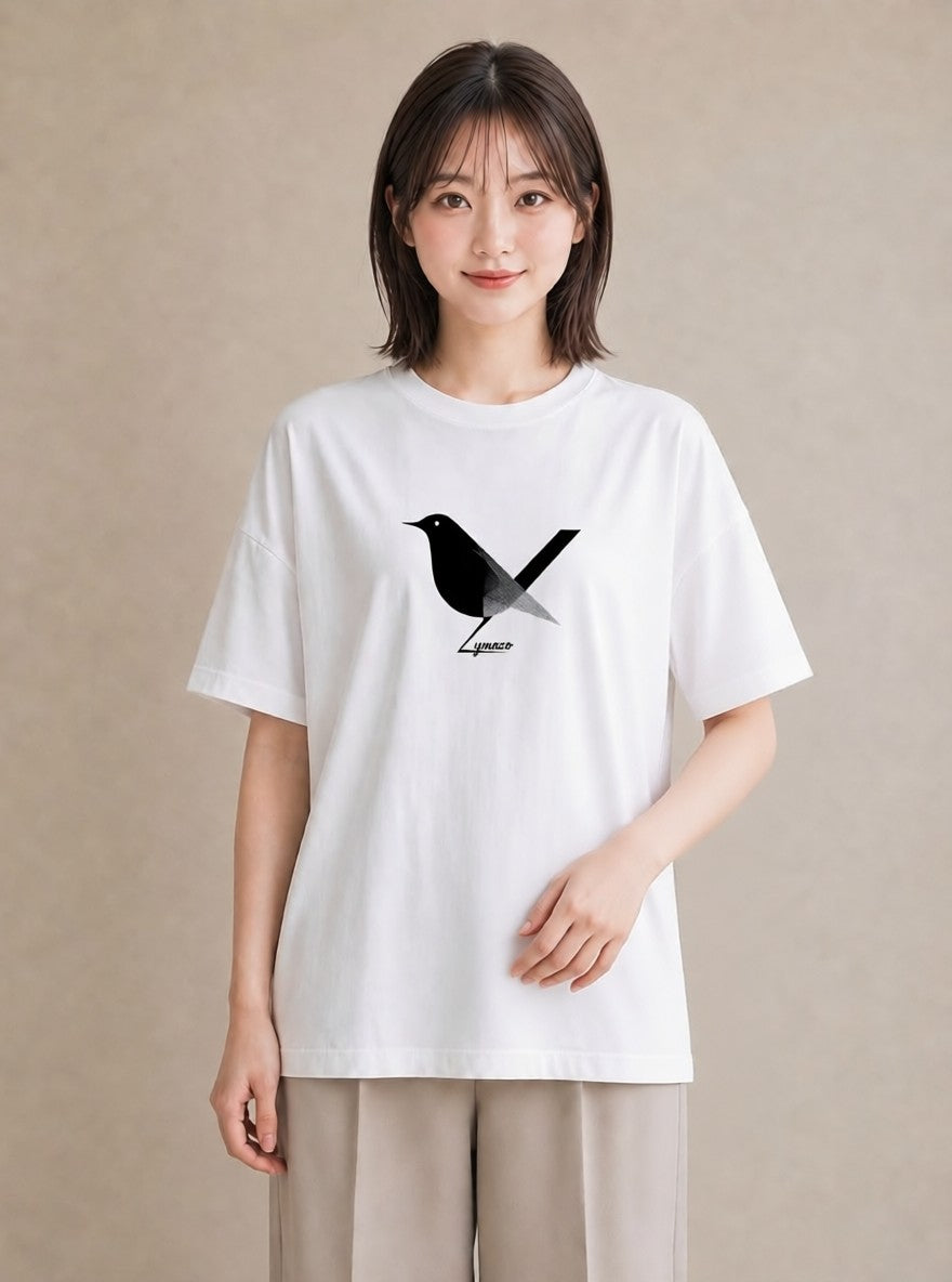 グラフィックTシャツ レディース 折り鶴 折り紙 ナチュラル アンティーク イラスト 線画 お揃い 親子 白T