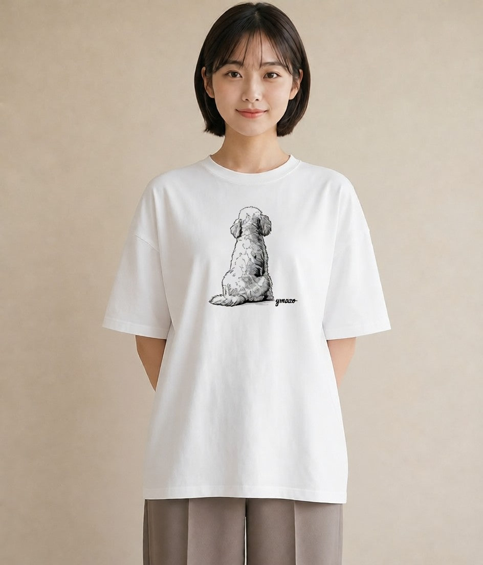 半袖Tシャツ レディース 保護犬 犬 いぬ イラスト アート風 在宅 公園 白T