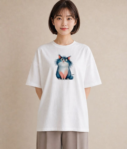 Tシャツ レディース メインクーン 猫 ねこ イラスト ペアコーデ 秋コーデ 白T