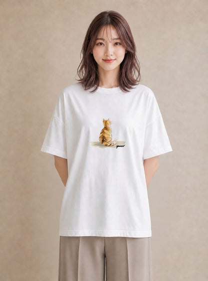 デザインTシャツ レディース 肉球 猫 ねこ イラスト ミニマル ミセス 春コーデ 白T