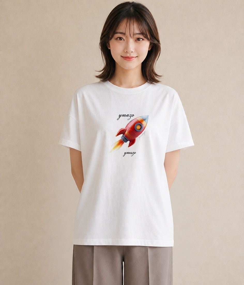 Tシャツ レディース ロケット 星空 宇宙 イラスト シック 公園 ママ 白T