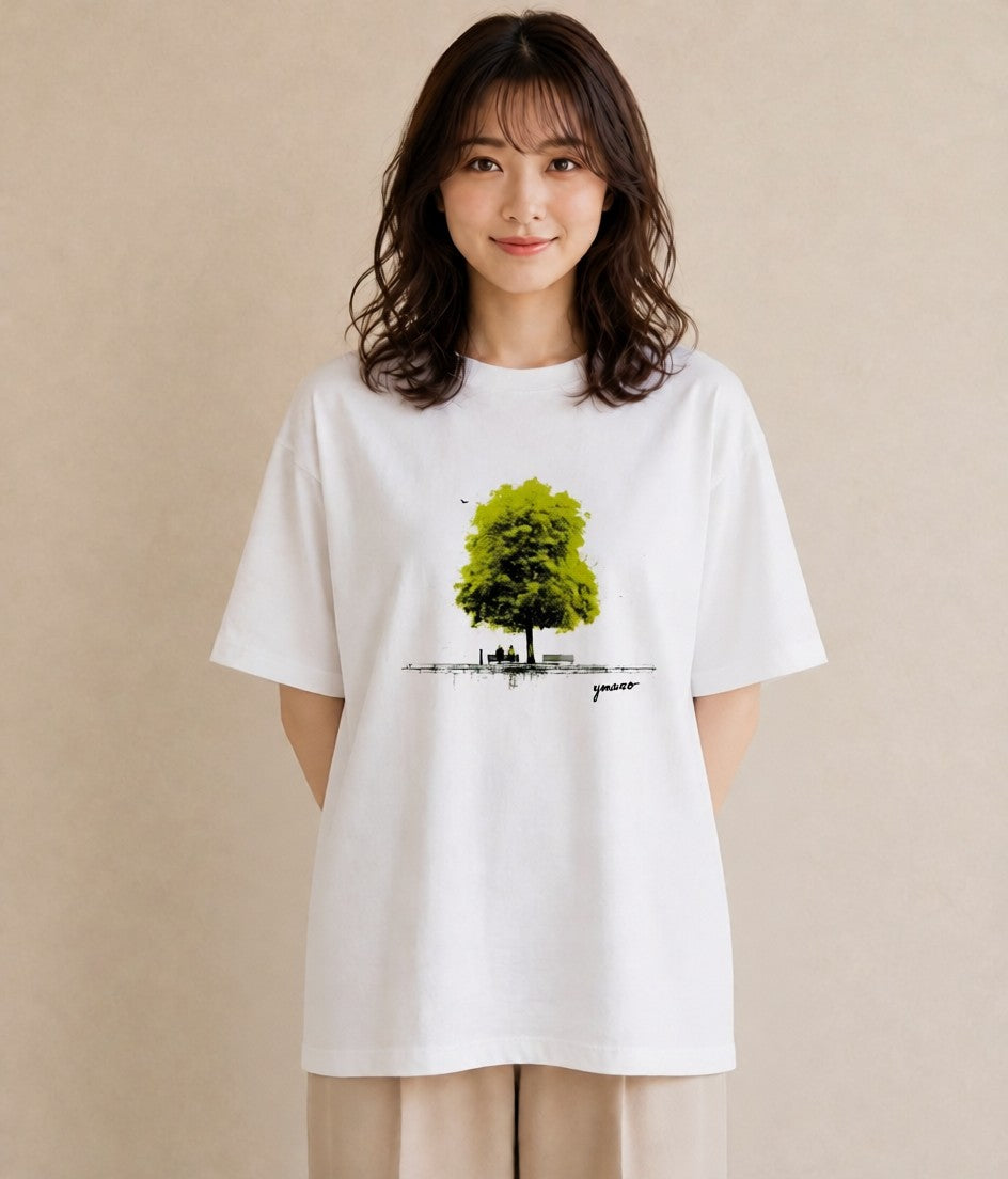 Tシャツ レディース 雨上がりのベンチ ベンチ ナチュラル アンティーク イラスト 旅行コーデ 女性 旅行用 白T