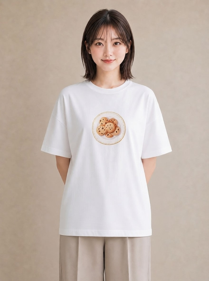 Tシャツ レディース マフィン 食べ物 フード イラスト レトロ 社会人 女性 白T