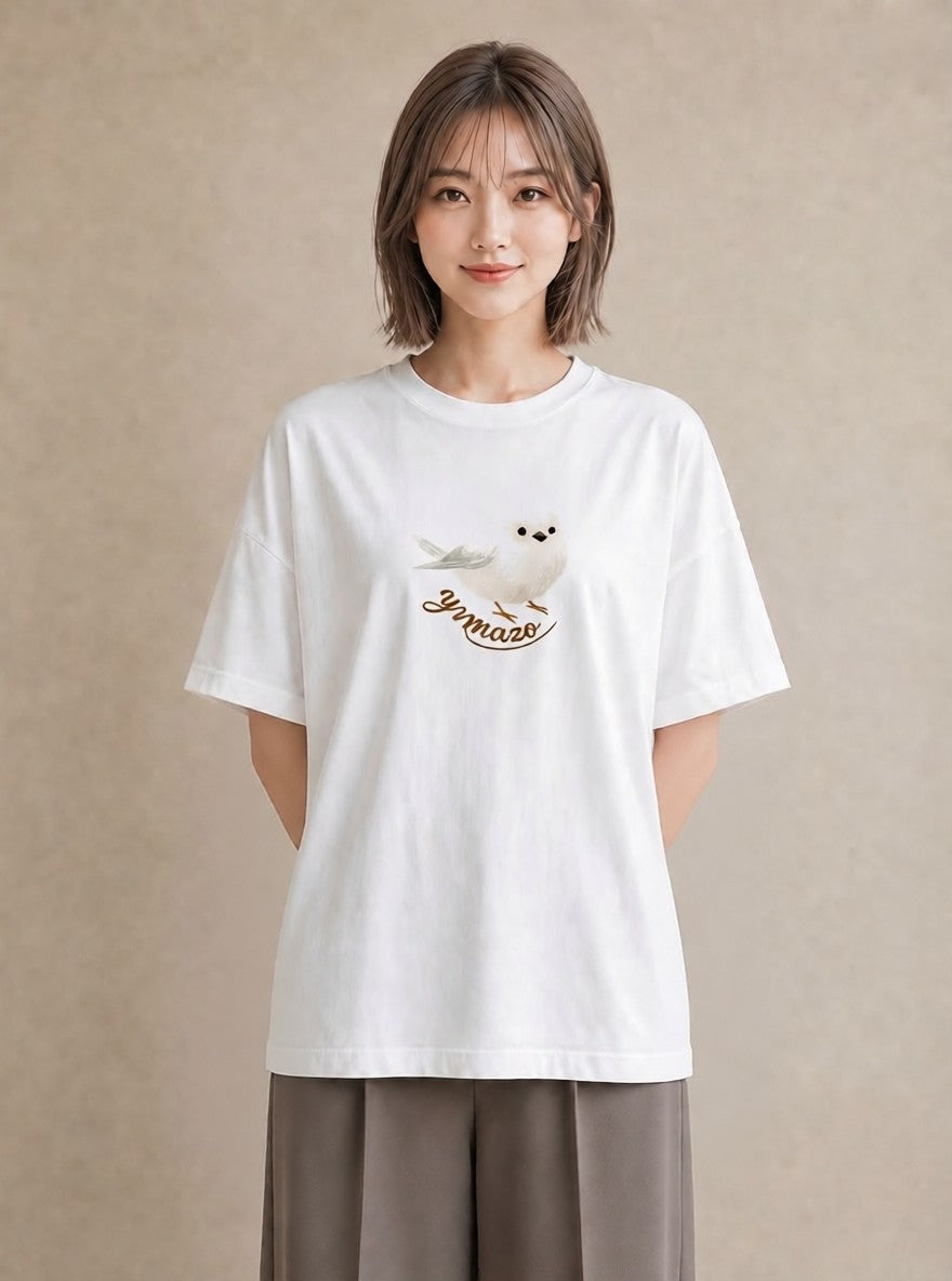 プリントTシャツ レディース シロフクロウ 動物 アニマル イラスト 韓国風 ホワイトデー 春服 白T