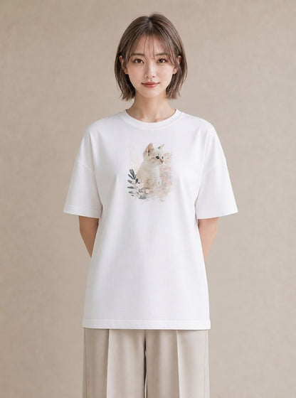 プリントTシャツ レディース シャム柄 猫 ねこ イラスト シンプル 女性向けギフト 散歩 白T