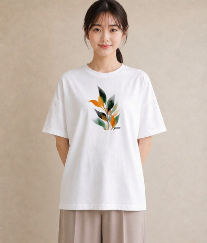 半袖Tシャツ レディース ボタニカル 植物 イラスト カジュアル 旅行 母娘コーデ 白T