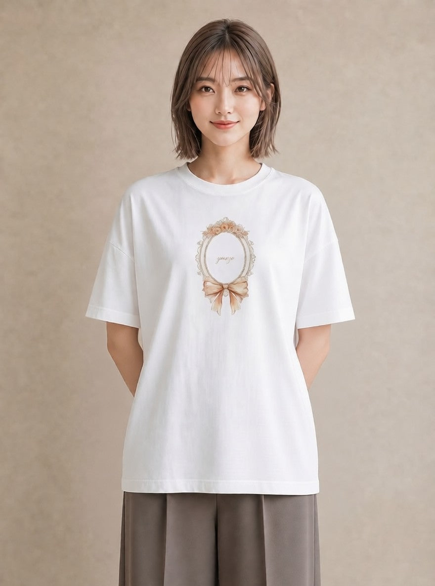 Tシャツ レディース レースハンカチ レース ハンカチ ナチュラル アンティーク イラスト 抜け感 送別ギフト 通勤 白T