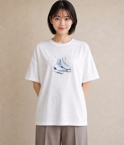 デザインTシャツ レディース 雪 星空 宇宙 イラスト ヴィンテージ風 ママ カフェ服 白T