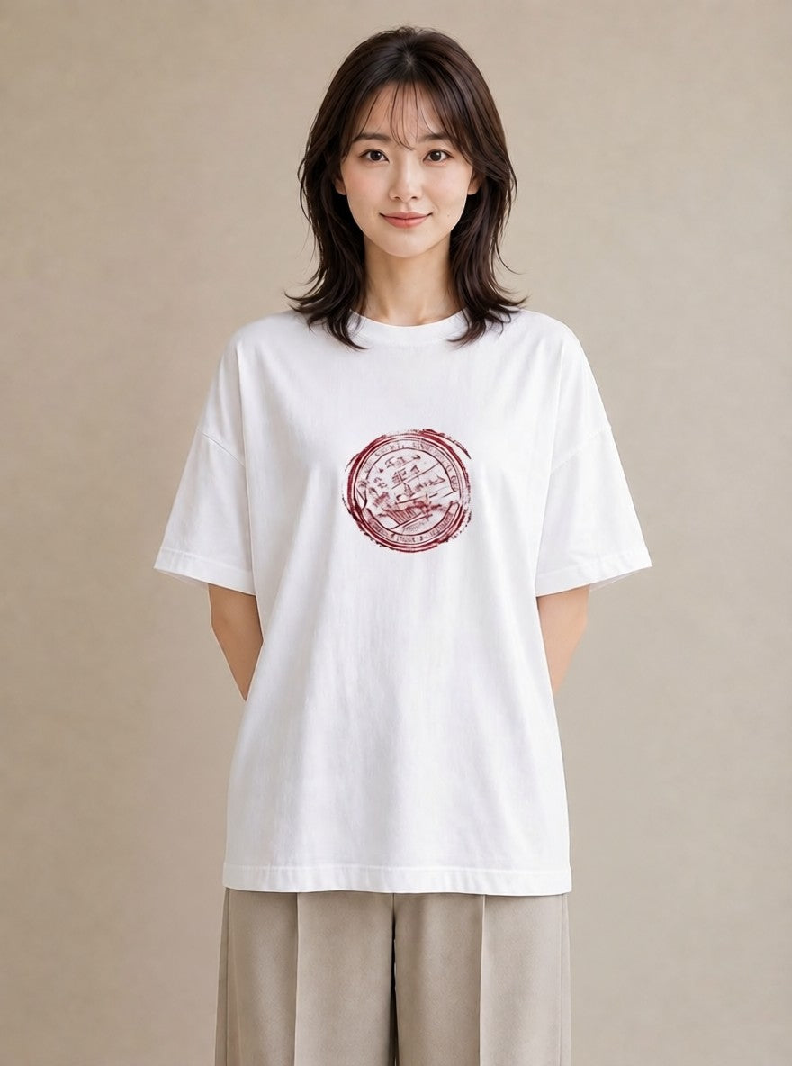 Tシャツ レディース 旅 トラベル スタンプ イラスト ミニマル 送別ギフト 通勤 白T