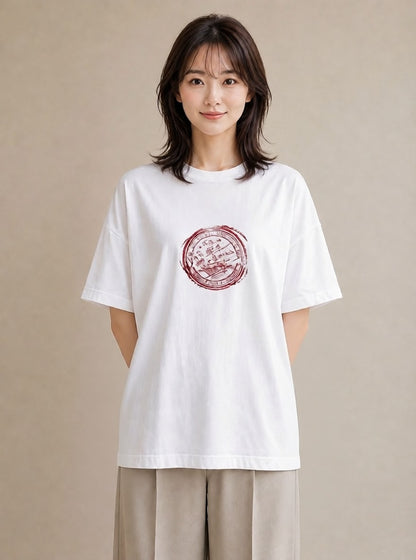 Tシャツ レディース 旅 トラベル スタンプ イラスト ミニマル 送別ギフト 通勤 白T