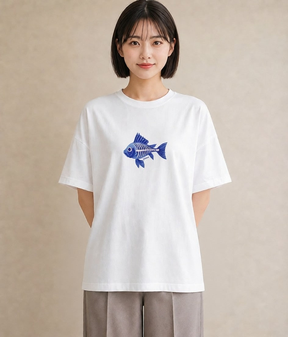 Tシャツ レディース 熱帯魚 ペット 動物 イラスト きれいめカジュアル 綿100 デート 白T