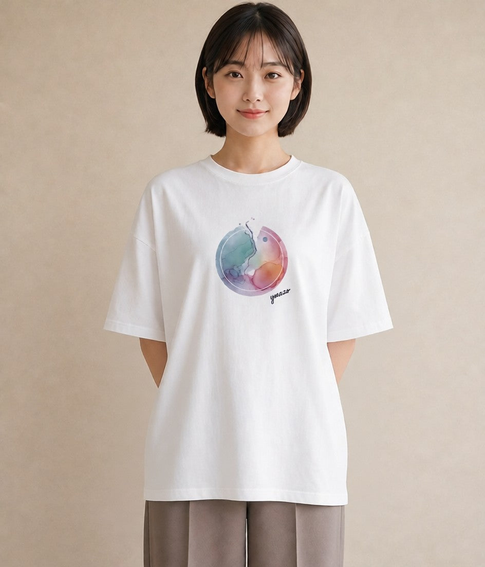 Tシャツ レディース オーロラ 星空 宇宙 イラスト 旅行コーデ ビーチ デイリーウェア 白T
