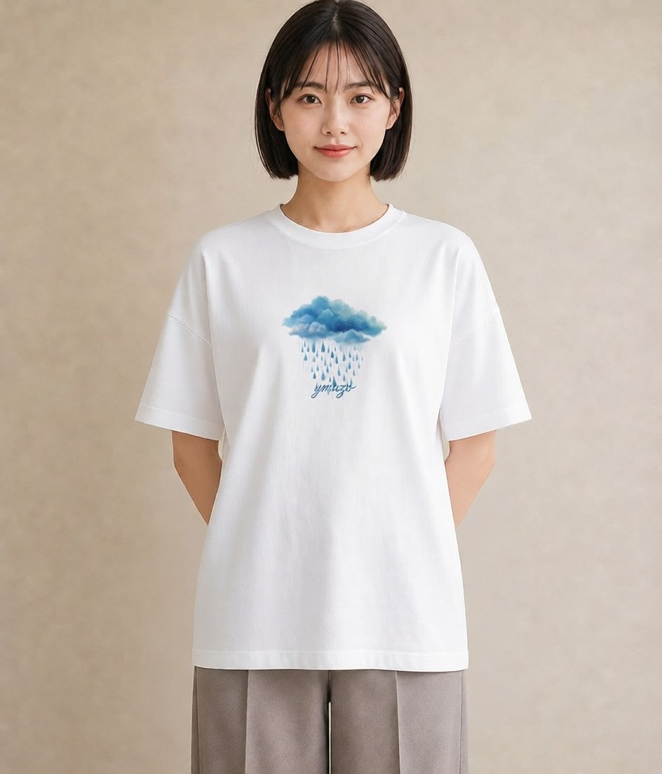 Tシャツ レディース 窓辺の雨 雨の日 窓 ナチュラル アンティーク イラスト 淡色 ギフト 母の日 白T