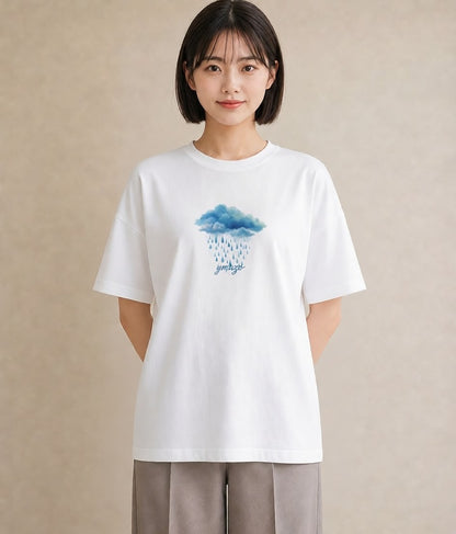 Tシャツ レディース 窓辺の雨 雨の日 窓 ナチュラル アンティーク イラスト 淡色 ギフト 母の日 白T