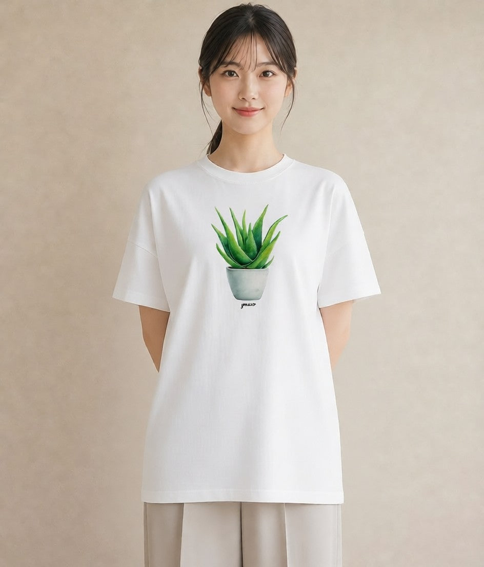 Tシャツ レディース 観葉植物 植物 ボタニカル イラスト きれいめカジュアル 親子 20代 白T