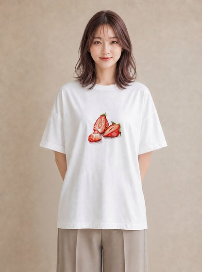 Tシャツ レディース ショートケーキ 食べ物 フード イラスト ボタニカル 姉妹 送別ギフト 白T