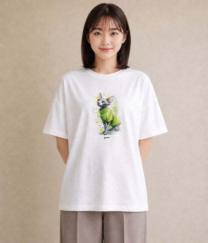 半袖Tシャツ レディース スフィンクス 猫 ねこ イラスト 可愛い 親子 20代 白T